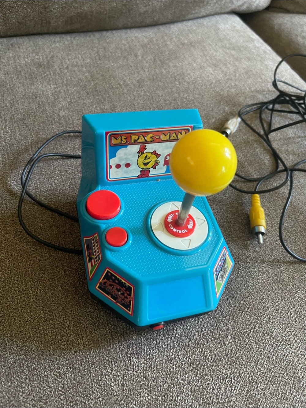 Ms. Pac-Man Mini Arcade Joystick - Blue & Yellow